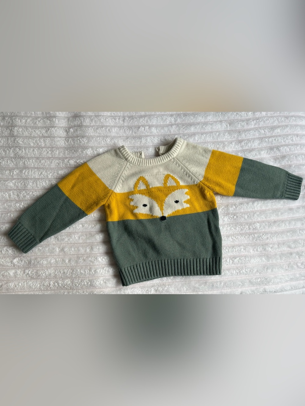 Kids Fox Knit Sweater in Yellow, Cream & Green